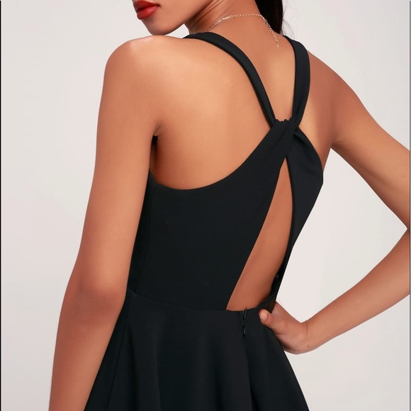 LULU’S | NWT Black Skater Twist Back Dress - Picture 3 of 9